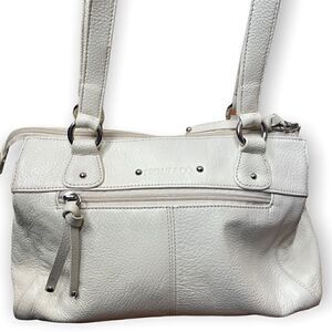 Stone & Co Womens Cream Leather Double Handles Classic Shoulder Handbag Purse